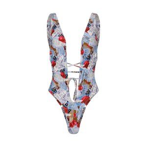 I.AM.GIA ZALEY 2.0 DENIM & CHERRY PRINT ONE PIECE